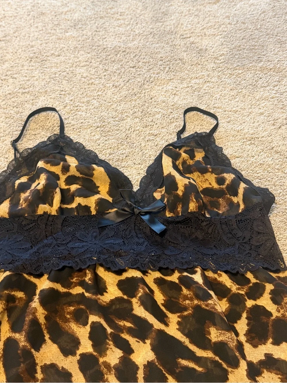 Leopard Lace-Trim Chemise and Robe Set - Women Intimates & Sleepwear